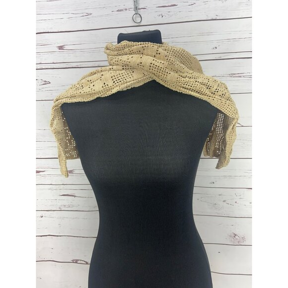 Handcrafted Beige Crochet Scarf Wrap - Picture 3 of 5